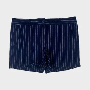 Pantalones Cortos Ann Taylor LOFT Outlet Talla 16 6" Azul Blanco Pin Rayas - Imagen 1 de 5