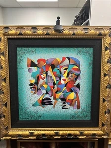 Anatole Krasnyansky Faces Of Joy Framed Seriagraph 25”‘square - Picture 1 of 13