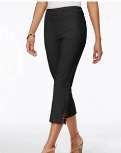 JM Collection Pull On Capri Pants Black Lattice And Studs Size Petite Small PS - Picture 1 of 3