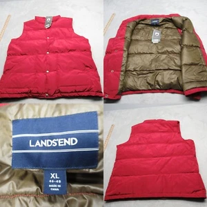 Lands End Down Vest Mens XL Red 600 Fill Power Hyper Dry Snap Front Puffer NEW - Picture 1 of 15