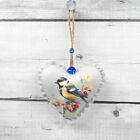 Blue Tit Bird Handmade Shabby Chic Fabric Hanging Heart Decoration Garden Gift