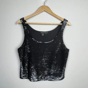 Lafayette 148 NY Size 10 Sequin Cropped Tank – Silk Blend Fairycore Goth - Picture 1 of 5