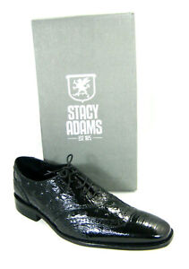 Stacy Adams Black Leather Wingtip Croc Ostrich Embossed Oxford Armento 10.5 M