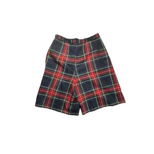 Vintage Women's Red Black Plaid Tartan Wool Blend Shorts, 30" Waist - Picture 1 of 10