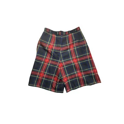 Pantalones cortos vintage para mujer rojos negros a cuadros mezcla de lana tartán, cintura de 30" Foto 1 de 4