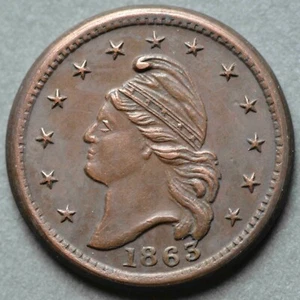 1863 22/442a Patriotic Civil War Token R-2 AU New York - Picture 1 of 2