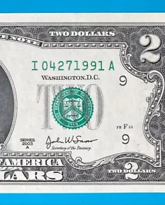 April 27, 1991 : I 04271991 A BIRTHDAY Note $2 Two Dollar Bill *AU* - Picture 1 of 3