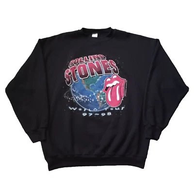 Sudadera De Colección Rolling Stones Para Hombre Grande Negra Gira Mundial 97 98 Banda Años 90 Foto 1 de 4