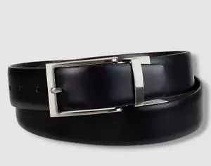 Calvin Klein Men's Black Brown Reversible Feather Edge Dress Buckle Belt 30-32 S - Picture 1 of 2