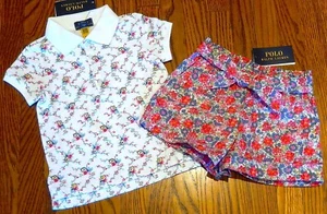 POLO RALPH LAUREN AUTHENTIC GIRLS ORIGINAL BRAND NEW 2Pc SHORTS SET Size 4, NWT - Picture 1 of 5