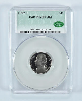 1992-S Jefferson Nickel PR70 DCAM CAC - Image 1 of 4