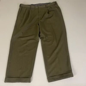 Haggar Olive Green Dress Pants Men's 40x28 Classic Fit Pleated No Iron Press - Picture 1 of 10