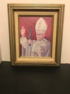 13”x15” Wooden Frame Print Of Pope John Paul ll catholic - Picture 1 of 7