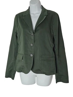 Theory Womens Jacket Size 12 Green Long Sleeve Cotton Unlined Button Blazer - Image 1 of 4