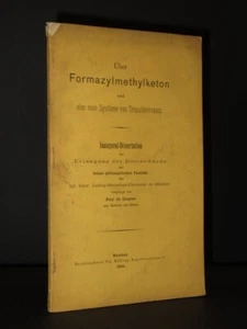 Uber Formazylmethylketon PAUL DE GRUYTER 1893 1st Ed Victorian Chemistry/German - Picture 1 of 8