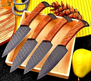 CHEF STEAK KNIFE SET CUSTOM MADE FORGED CARBON STEEL KITCHEN KNIVES 2652 - Picture 1 of 5