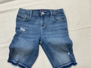 Place Girls Shorts Bermuda Light Wash Size 13 Distressed Blue Inseame 9". - Picture 1 of 5