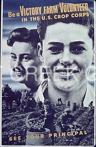 WWII Poster, "Be a VICTORY FARM VOLUNTEER" Art Print on 11x14" 22793 - Picture 1 of 1
