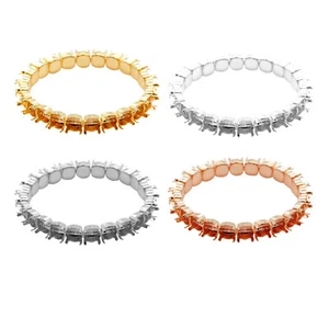 Brass Elastic Bracelet Base 19cm Length for Chaton Shape Round Crystals 8mm - Picture 1 of 5
