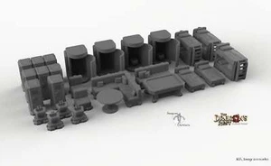 Set mobili caserma fantascientifica - 28 mm 32 mm Dragon's Rest Wargaming scatte terreno - Foto 1 di 7