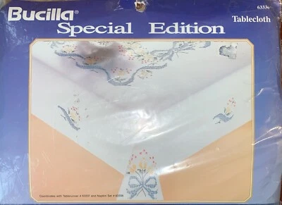 Bucilla Special Edition Stamped Embroidery Tulip Tablecloth 63336 Cross Stitch - Image 1 of 3