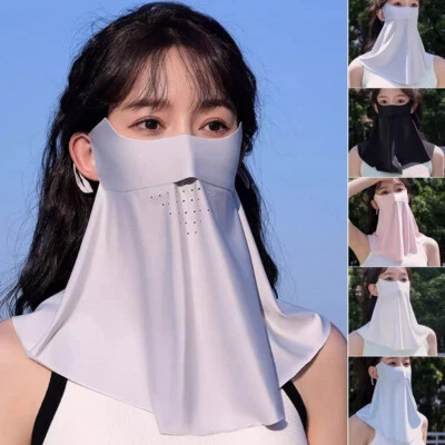 Head Face Neck Ice Silk Sunscreen Mask Face Cover UV Protection Sunscreen Girl N - Image 1 of 4