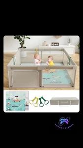 UANLAUO Baby Playpen with Mat, 59x59inch for Babies and Toddlers, Extra Large !