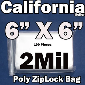 100 Reclosable 6" x 6" Zip Bags Clear Poly Plastic 2MIL Lock able 150 x 150 mm - Picture 1 of 9