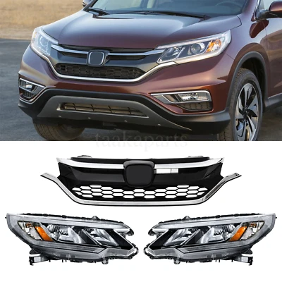 Front Bumper Grille Grill Headlights Headlamps Kit For 2015 2016 Honda CRV CR-V Foto 1 de 4
