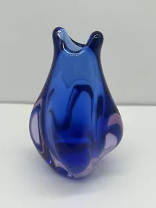 Vintage Vase mundgeblasen Kobaltblau 5 Zoll Murano Stil - Bild 1 von 7