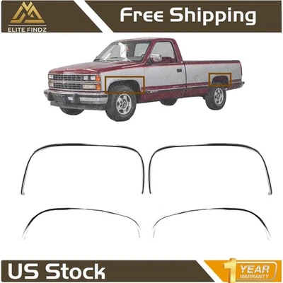 Front&Rear Fender Chrome Trim Moldings LH&RH For 1988-2000 Chevy &GMC C/K Series Foto 1 de 4