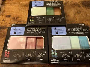 Lot Of 3 Pre Rolled Slab Oven Bake Polymer Clay - Picture 1 of 4