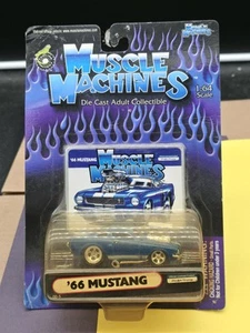 1/64 MUSCLE MACHINES 1966 FORD MUSTANG FASTBACK BLUE AND WHITE STRIPES B36 - Picture 1 of 2