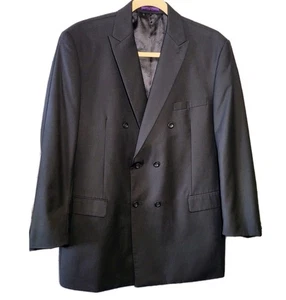 Vinci Italy Suit Jacket 46L Black Blazer Sport Coat Classic Business Corporate - Picture 1 of 11