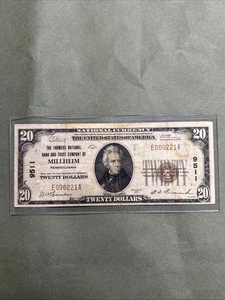 Very Rare $20 Bank Note, Farmers NAT. Bank Milheim, Pa 1929 Low 3 Digit Ser # - Picture 1 of 9