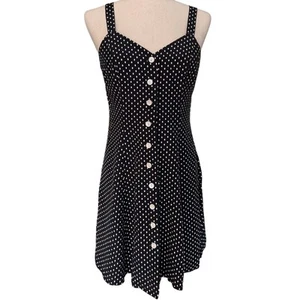 VTG Y2K Dawn Joy Fashions Dress Size 4-6 Black White Polka Dot Vintage 1212 - Picture 1 of 12