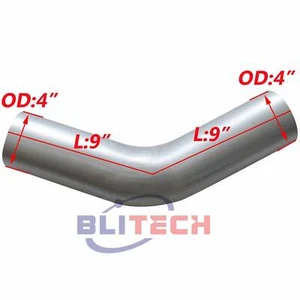 Aluminized Truck Elbow 4" 4"OD x 9" Arms 45 Degree Elbow Truck Pipe Universal US - Picture 1 of 4