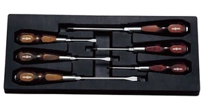 JUEGO DE DESTORNILLADORES EMPUÑADURA MADERA NEPROS 6 PIEZAS NTD306 HECHO EN JAPÓN - Imagen 1 de 5