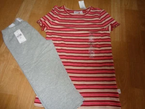 NWT Gap outfit size 6 7 red stripe top shirt and gray bottoms - Picture 1 of 4