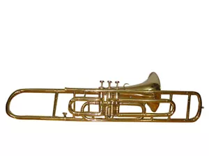 TRUMBONE VENDITA ESTIVA!! TRUMBONE OTTONE LUCIDO BB PIATTO 3 VALVOLE TRUMBONE+ CUSTODIA+M/P - Foto 1 di 7