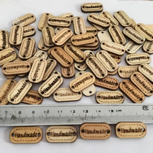 100X Handmade Tags Label Wooden Cardmaking Button Embellishment Sewing Craft DIY - Picture 1 of 6