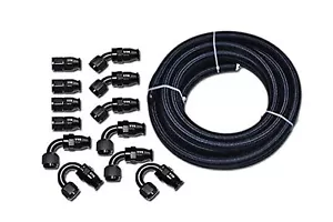 TT Racing -8 AN8 PTFE Swivel Fittings + Black Nylon Fuel Line Hose Kit E85 30... - Picture 1 of 8