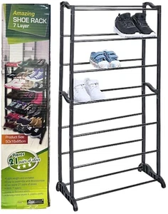 ZAPATERO ORGANIZADOR DE CALZADO 7 NIVELES Metal ESTANTES DE ALMACENAMIENTO SOPORTE BARRAS ANTIDESLIZANTES - Imagen 1 de 14