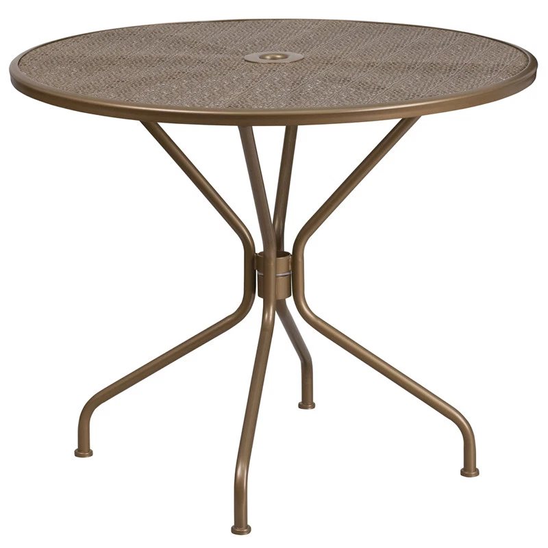 Flash Furniture Steel Round Patio Dining Table Gold