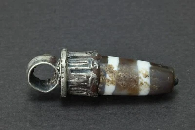 Antiguo colgante de cuentas Dzi tibetano del Himalaya de más de 1000 años de antigüedad amuleto de ágata Foto 1 de 4