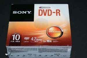 Sony DVD-R 10 pack 4.7gb 1x-16x 120min. Accucore w/jewel cases NEW SEALED - Picture 1 of 3
