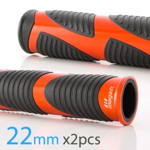 Wave style grips black TPR +orange aluminum trim 22mm x2 fits Kawasaki - Picture 1 of 5