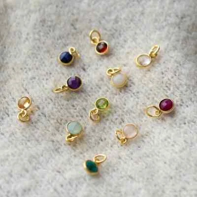 14K Solid Gold Gemstone Charm ⭐Dainty Birthstone Charms For Necklace ⭐Pendant⭐ - Image 1 of 2
