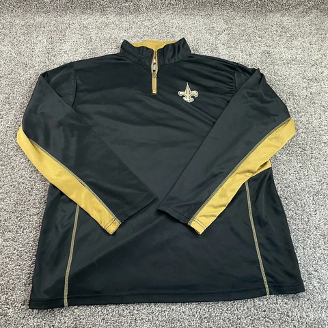 New Orleans Saints Sweater Adult Large Tall Black Gold NFL Football 1/4 Zip Men Cover