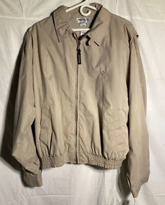 Vntg Penguin Sport Lined Polyester Windbreaker Casual Zip Jacket Men's Beige L - Picture 1 of 12